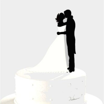 Figurines Mariage  - Figurine mariage silhouette couple qui s'embrasse ... : illustration