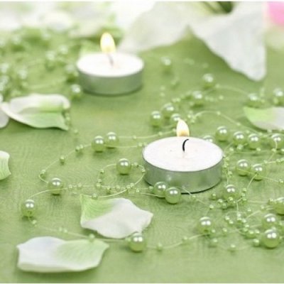 Dco de table Communion  - Guirlande de Perles Vert Anis Dcoration Mariage   : illustration