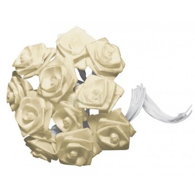 Dcoration de Fte, Anniversaire, Mariage, Baptme  - 24 fleurs mini roses ivoire sur tige  : illustration