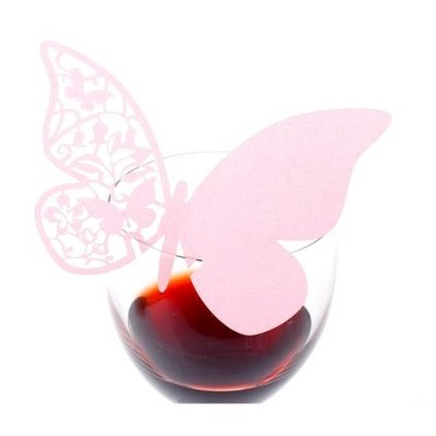 Mariage thme papillons  - Marque-place Papillon Dentelle rose (lot de 10) : illustration