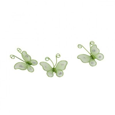 Mariage thme papillons  - 12 mini papillons vert anis Dcoration de table  : illustration