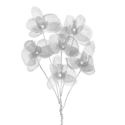 Mariage thme exotique tropical  - 12 orchides simples esprit lin blanc 15 cm : illustration