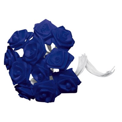 Fleurs dcoratives mariage  - 24 Fleurs Mini Roses Bleu Marine : illustration