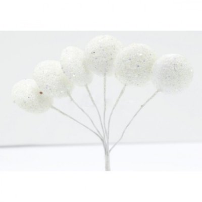Fleurs dcoratives mariage  - Bouquet de 6 sphres ivoire pailletes sur tige: Dco ... : illustration