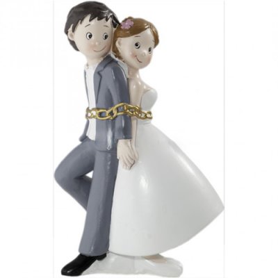 Mariage thme Just Married  - Figurine Mariage Couple de Maris Enchains  : illustration