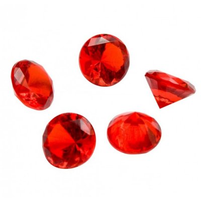 Dco de table Baptme  - 24 gros diamants rouges dcoration table mariage : illustration