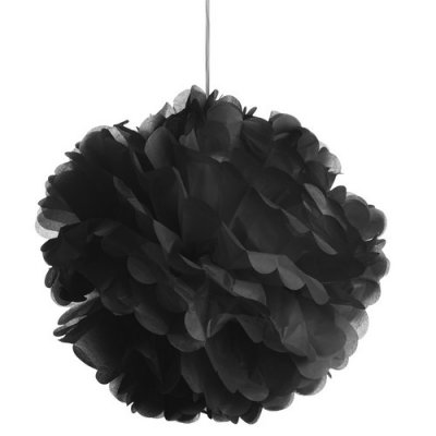 Dcoration Voiture Mariage  - 3 Boules Pompons fleurs de papier de soie noir  45 ... : illustration