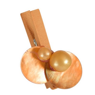 Decoration Mariage  - 6 pinces orange / mandarine - nacres et perles sur ... : illustration
