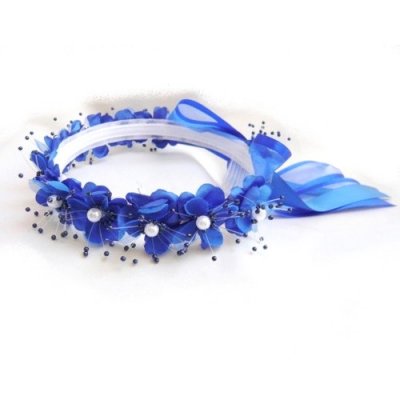 Mariage et Accessoires  - Couronne fleurs bleu royal pour demoiselle d'honneur ... : illustration