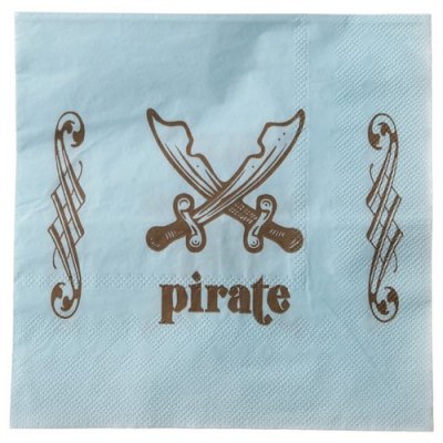 Dcoration de Fte, Anniversaire, Mariage, Baptme  - 20 serviettes de table Pirate bleu ciel : illustration