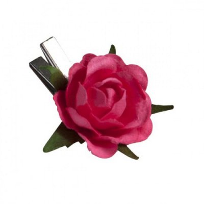 Marque-places de Communion  - Sachet de 10 roses sur pince argent, Fuchsia : illustration