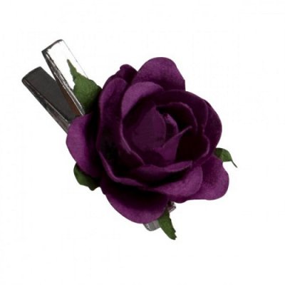 Mariage thme champtre  - 10 roses sur pince argent violet/prune : illustration