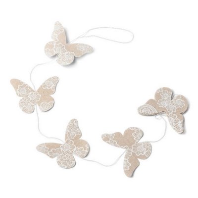 Papillons dcoration mariage  - Guirlande papillons en lin naturel gypsy : illustration