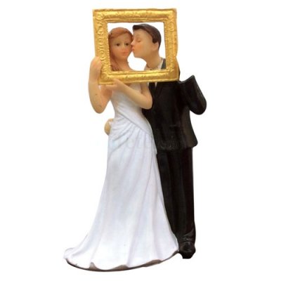 Cadre photo porte nom mariage  - Figurine de mariage 