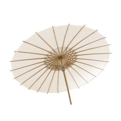 ARCHIVES  - Ombrelle en papier blanche avec structure bambou 84 ... : illustration