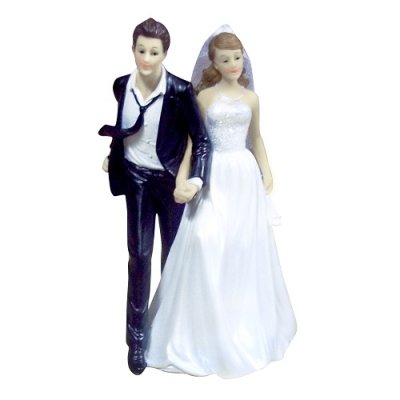 Figurines Mariage  - Sujet rsine couple de maris la cravate au vent : illustration