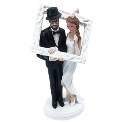 Figurines Mariage  - Sujet rsine couple de maris Pose dans le cadre : illustration