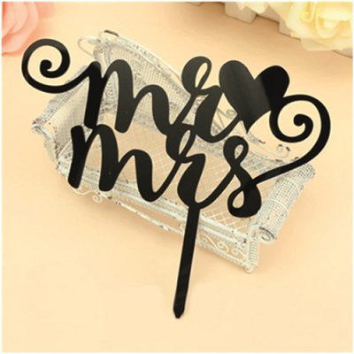 Mariage thme Mr & Mrs  - Dcor  gteau silhouette Mr loves Mrs figurine mariage : illustration
