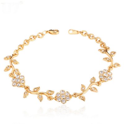 Bijoux de mariage : bracelets  - Bracelet bijoux mariage cristal clair mtal dor : illustration