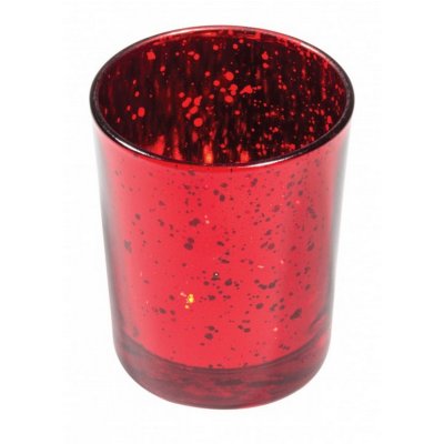 Dco de table Communion  - 6 Bougeoirs mariage en verre rouge effet mtallis : illustration