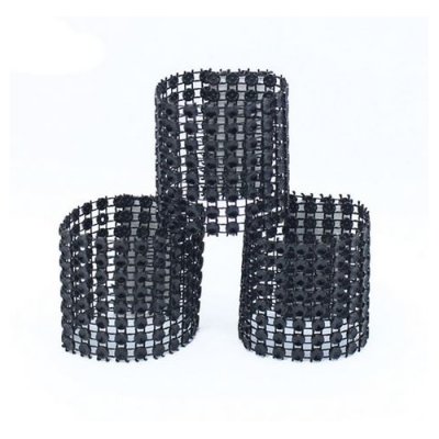 Noeuds de chaise de mariage  - Attache serviette strass noir x 10 : illustration
