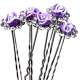 6 pingles pics  cheveux avec roses rsine violette ... : illustration