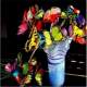 Papillons multicolores sur tige 24 cm Dcoration Mariage ... : illustration