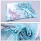 Etole foulard charpe bleu clair  fleurs  : illustration
