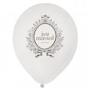 8 Ballons mariage blanc et gris Just Married